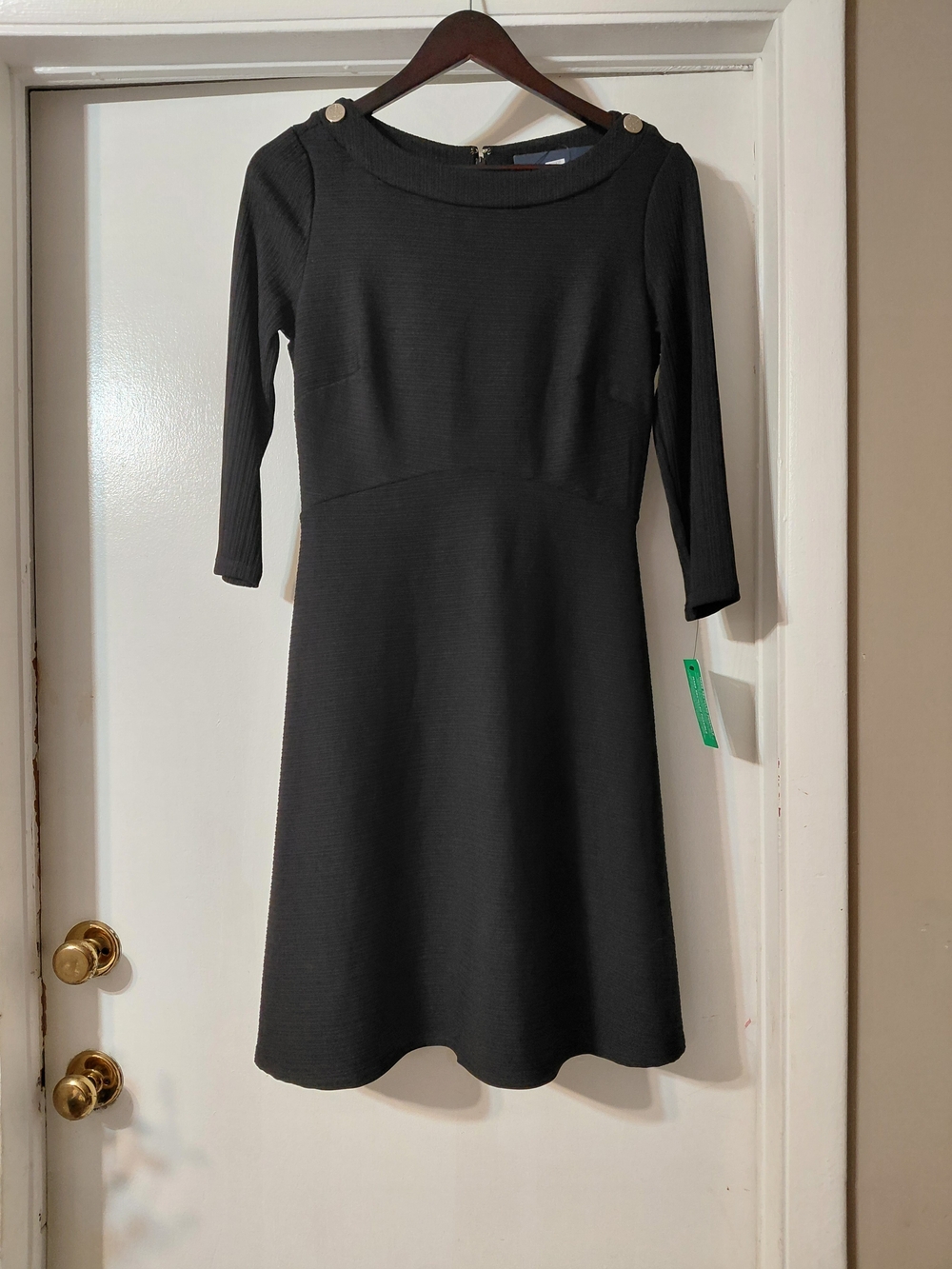 Tommy Hilfiger Black Three-Quarter Sleeve A-Line Dress